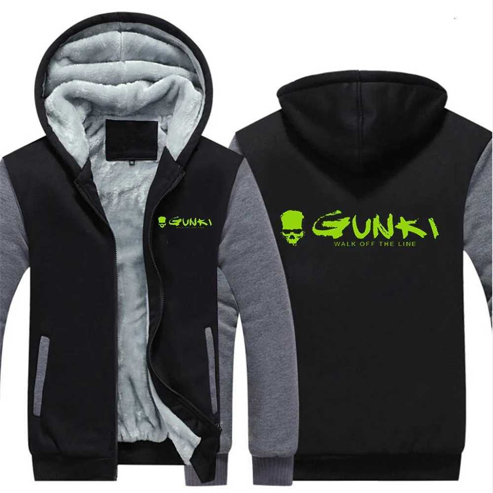 Gunki 2024 New Mens Autumn/Winter Lambswool Zipper Hoodie Cotton Thick Plus Warm Jacket Top W241024