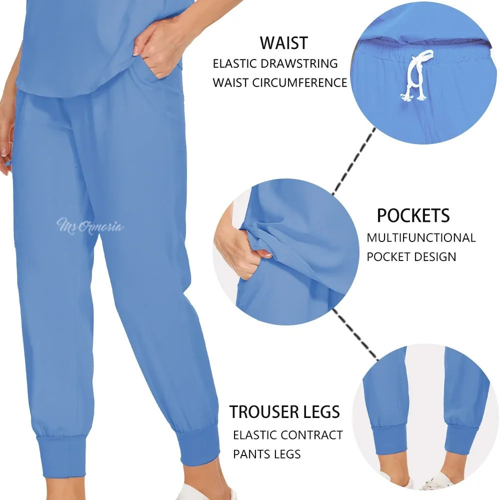 Uniform Elastic Scrub Suit Hospital Scrubs Top Pants Nurse Nursing Workwear Doctors Clothes Set 241017