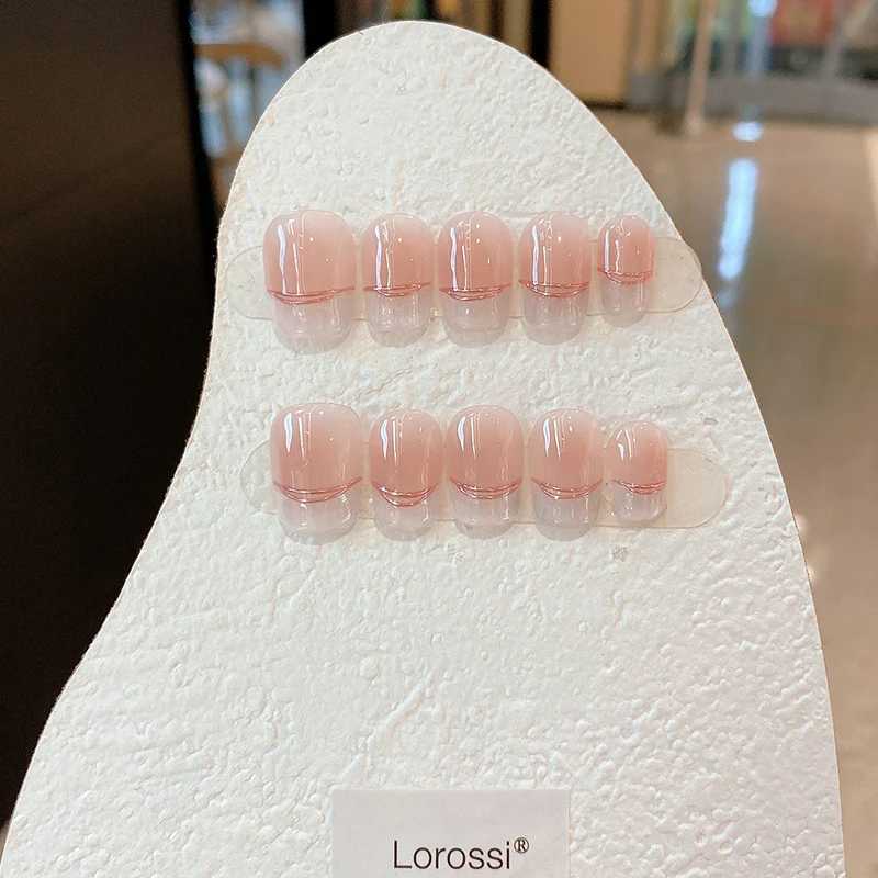 10Pcs Naked Pink French Edged Design False Nails Short Simple Fake Nail Press on Fake Nails Full Cover Artificial Nails Tips XJ241025