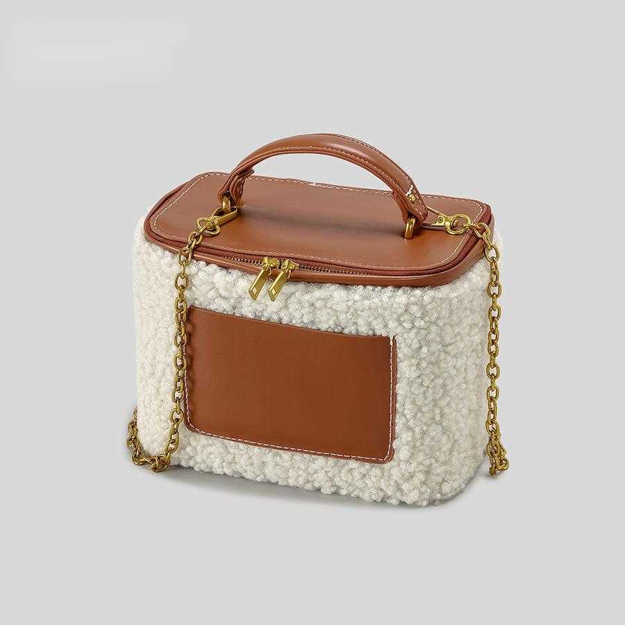 Autumn winter new women's bag niche fleece fur bag lamb fur box bag single shoulder crossbody bag 241015