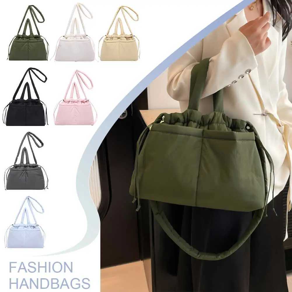 Puffer Tote Bag Large Crossbody Lightweight Puffy Handbag with Drawstring Satchel Purse for Women Work Shopping Travel 241025
