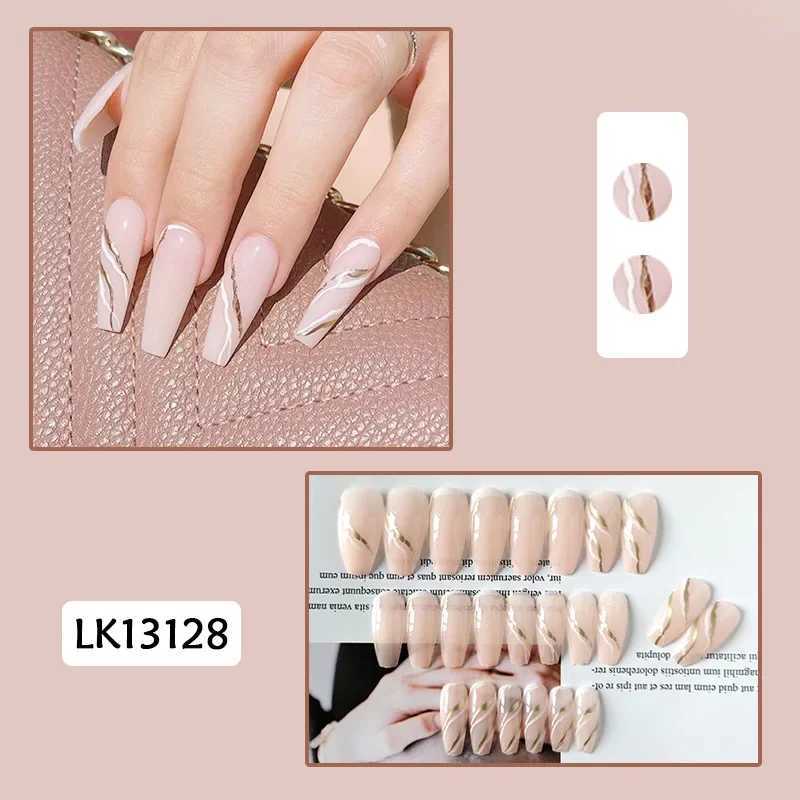 24Pcs/Box Chinese Ink Painting Style Fake Nails Press on False Nail Tips with Glue Sticker Set ArtXJ241025