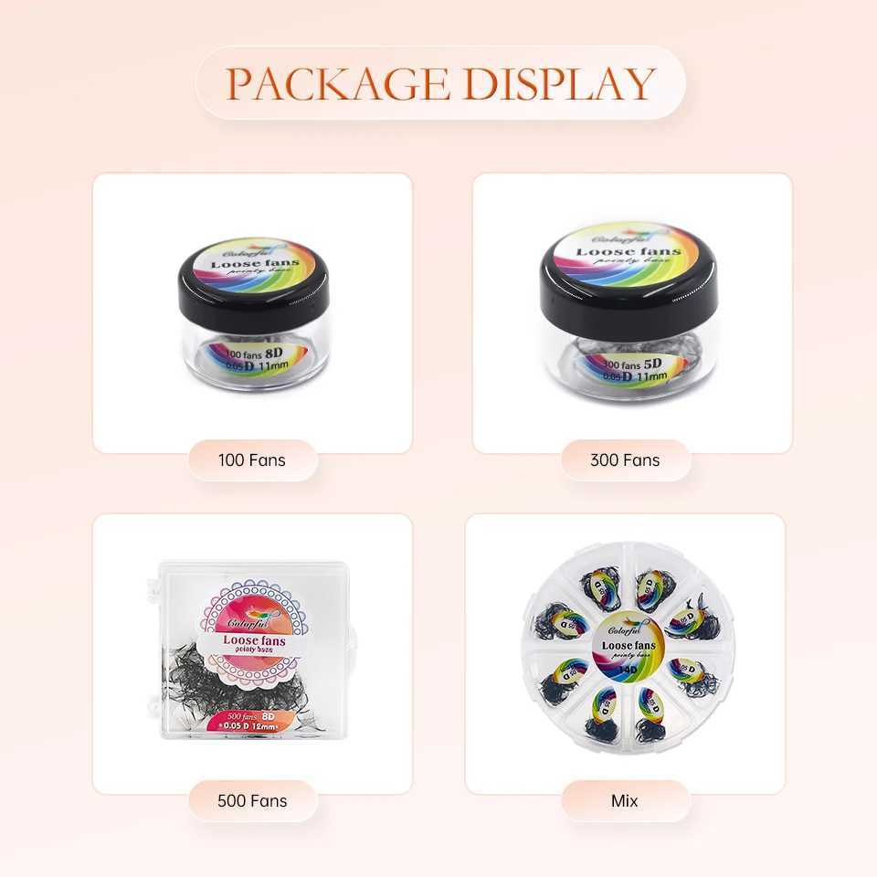 Color 30D 40D Pointy Base Promade Fans Lash Extension Loose Fans Mega Curl Tip Fine Dry 20D Russian Curl Artificial EyelashW241024