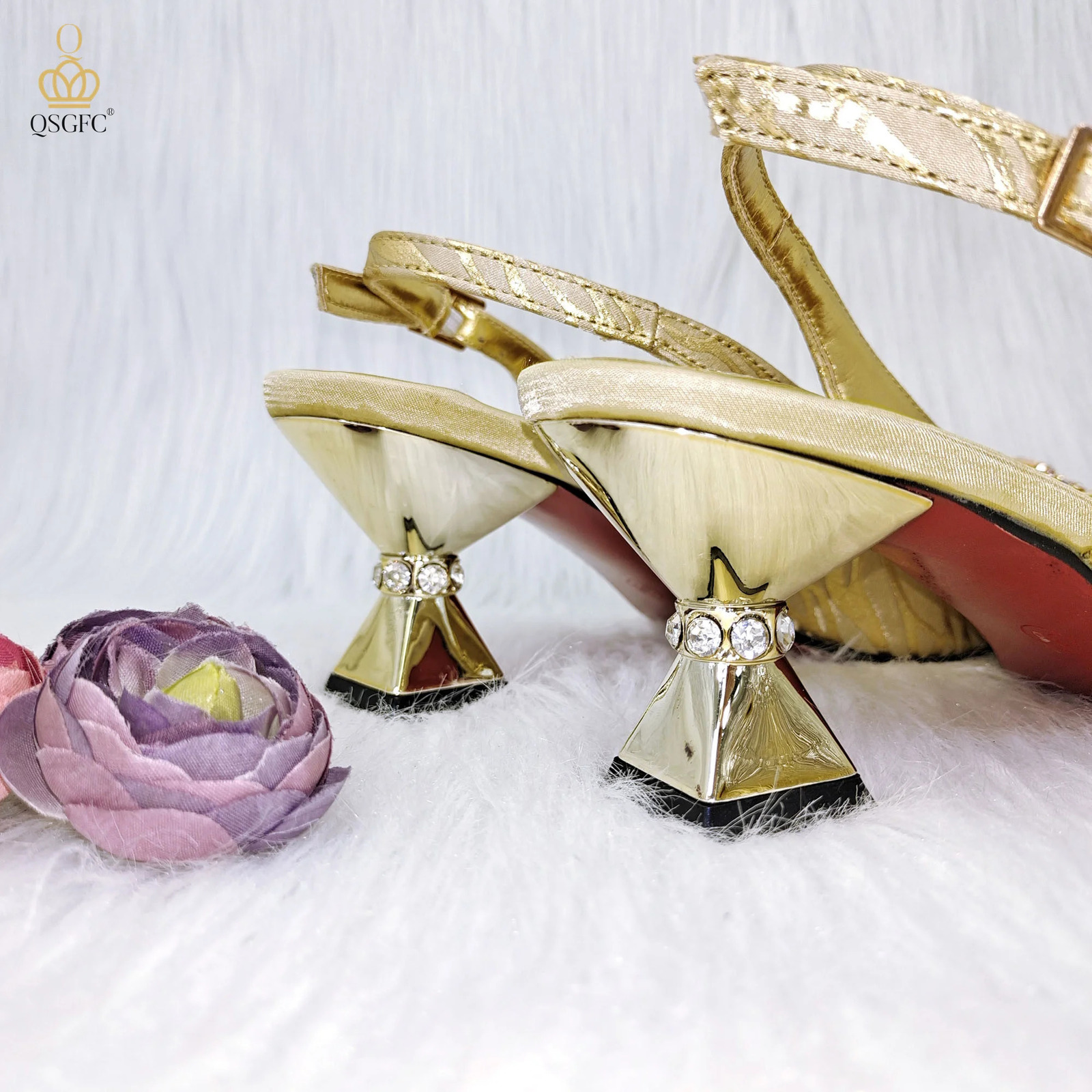 African golden fashion point boots daily wearable or party womens 3D clutch bag 241024