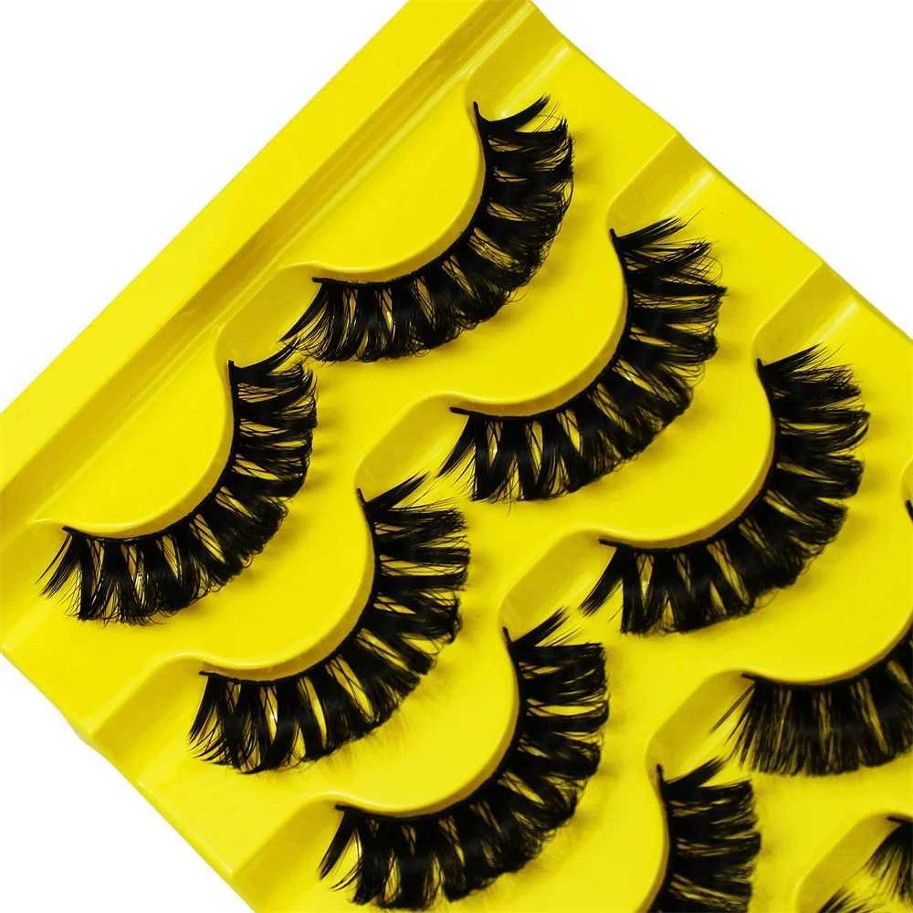 5 pairs of DD curly Russian false eyelashes 3D mink eyelashes can be reused fluffy false eyelash extensionsW241024