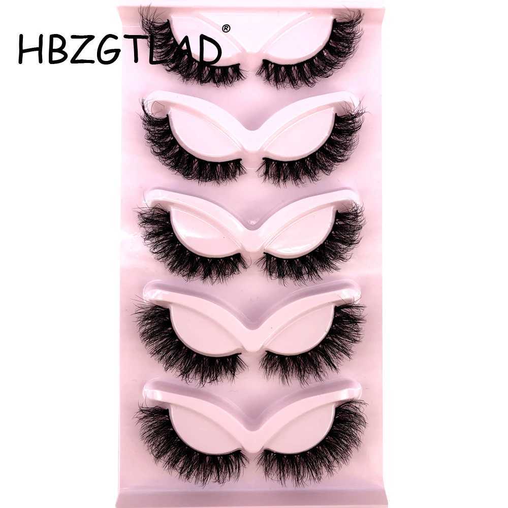 HBGZTLAD False Eyelash Cat Eye Wispy End Long Eye Thick Mink Eyelash Fluffy Short Natural False Eyelash 5-Pair PackagingW241024