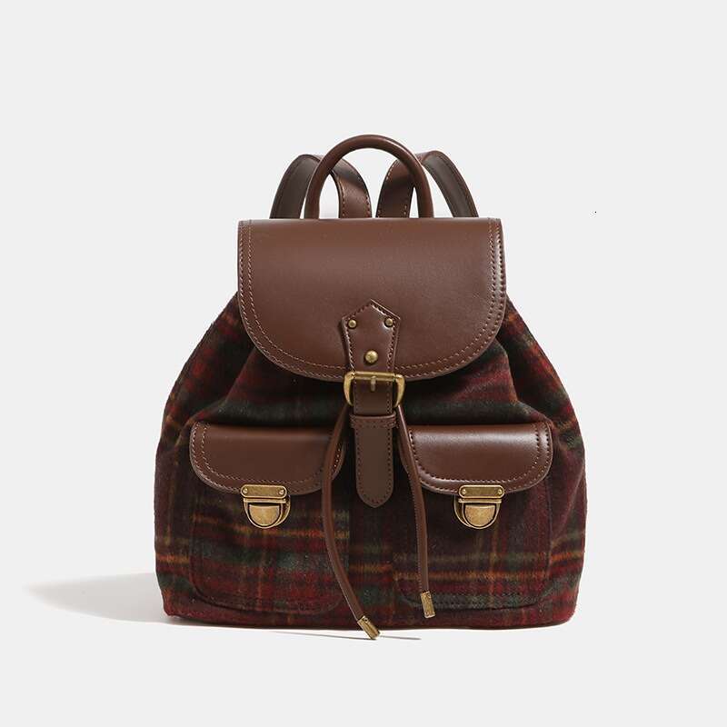 retro color blocking with a highend feel washed denim fabric small versatile fashionable backpack commuting