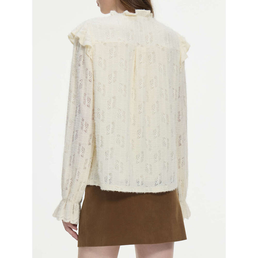 FSLE Office Lady Long Sleeved Veet Lace Elegant French Court Retro Shirt Top For 2024 New Women Shirts 24Fs14430