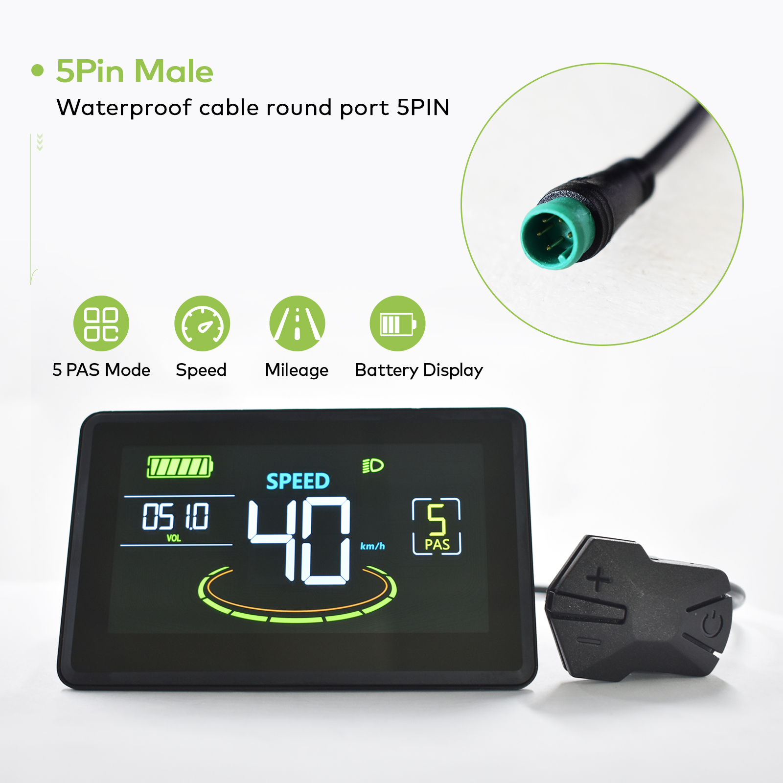 Electric Bike Computer with LCD Display - Compatible with 24V-72V Bicycles & USB Connection for Mountain Electric Riding