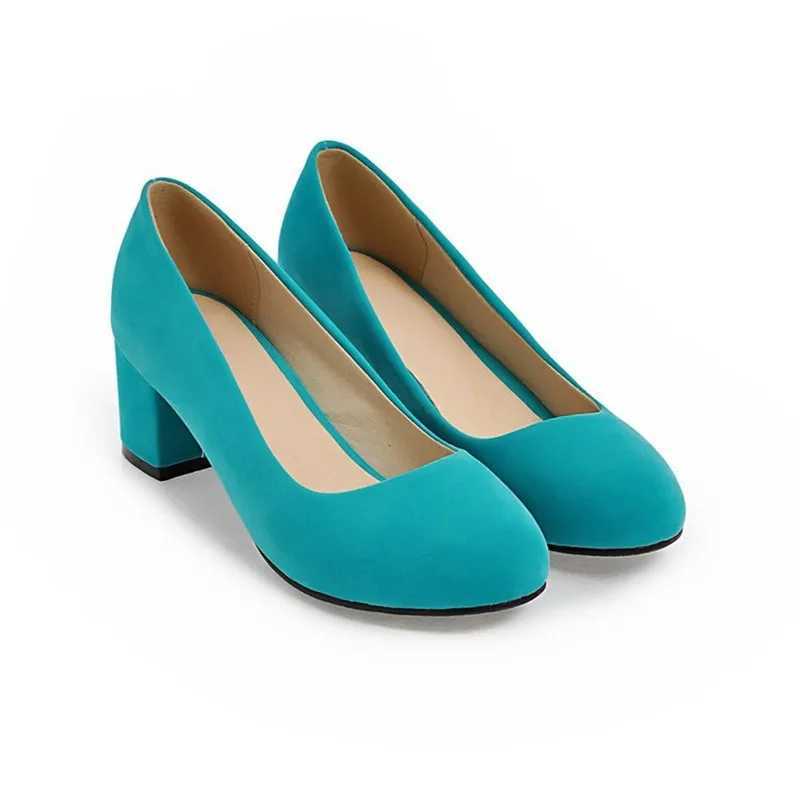 High Quality Womens Square Heel Round Foot Mud Pump Plus Size 33-34 Black Red Blue Elegant Womens Office Shoes T241024