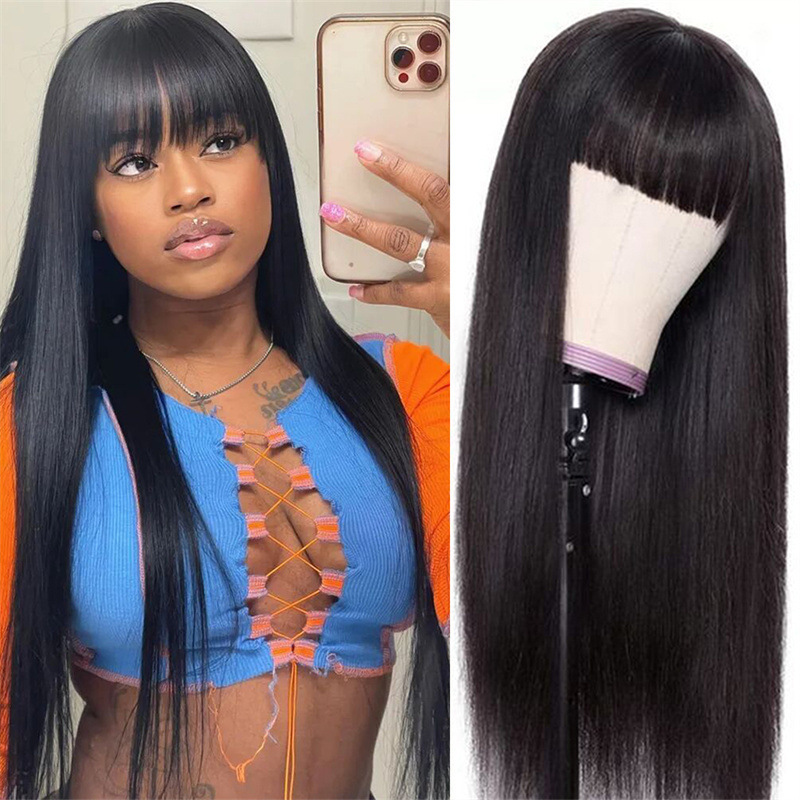 Wigs for women black long straight hair wigs air bangs long hair full head