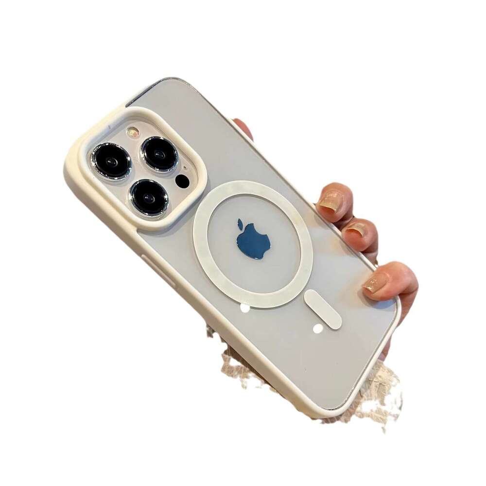 Suitable for iPhone 16 phone case acrylic magnetic suction Apple 15 Macaron silicone anti drop transparent protective cover 14