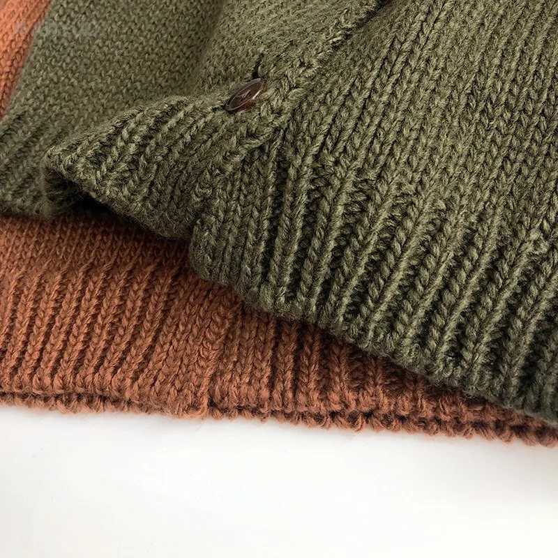 1-6Y baby sweater autumn and winter childrens high neck protective sweater fashionable boys and girls thick wool knitted cardigan W241025