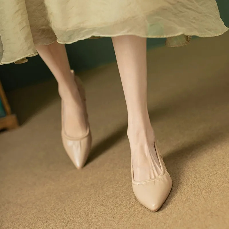 womens pump elastic boat shoes Pointed Toe basic pump high heels compact slip shoes autumn Zapatos Mujer 241024