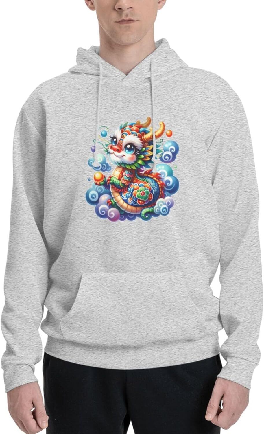 Hoodie for Mens Womens Funny Cartoon Chinese Dragon Print Hoodie for Women Men Animals Sweatshirt Clothing Graphic Leisure warmth