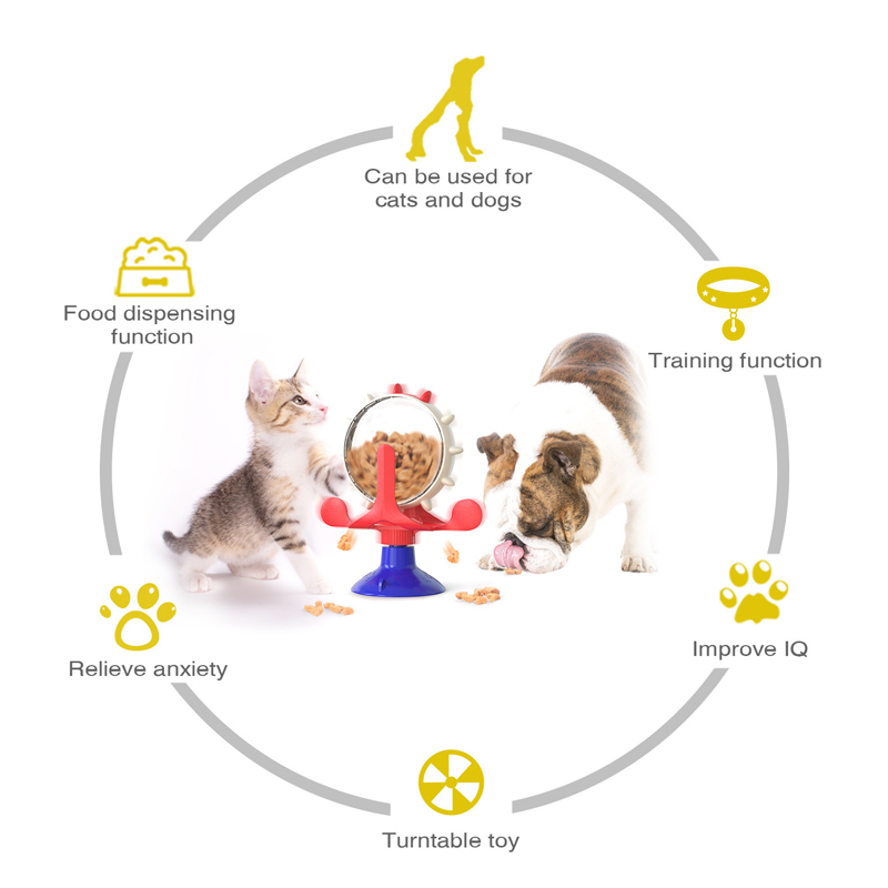 Pet cat self-help relieve boredom toys cross-border suction cup windmill leakage dog toys rotating nibbling slow food circle.