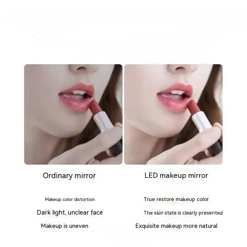 Portable Makeup Mirror With Led Light Touch Screen 3color Vanity Folding Dressing Home Beauty Tools 241024