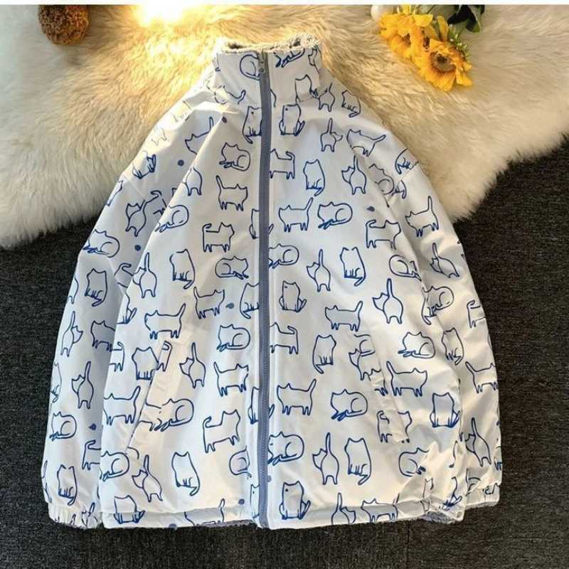 Autumn and Winter Mens Down Jacket Loose Casual Day Y2k Cotton Pad Jacket Solid Color Double Strand Cashmere Park W241024