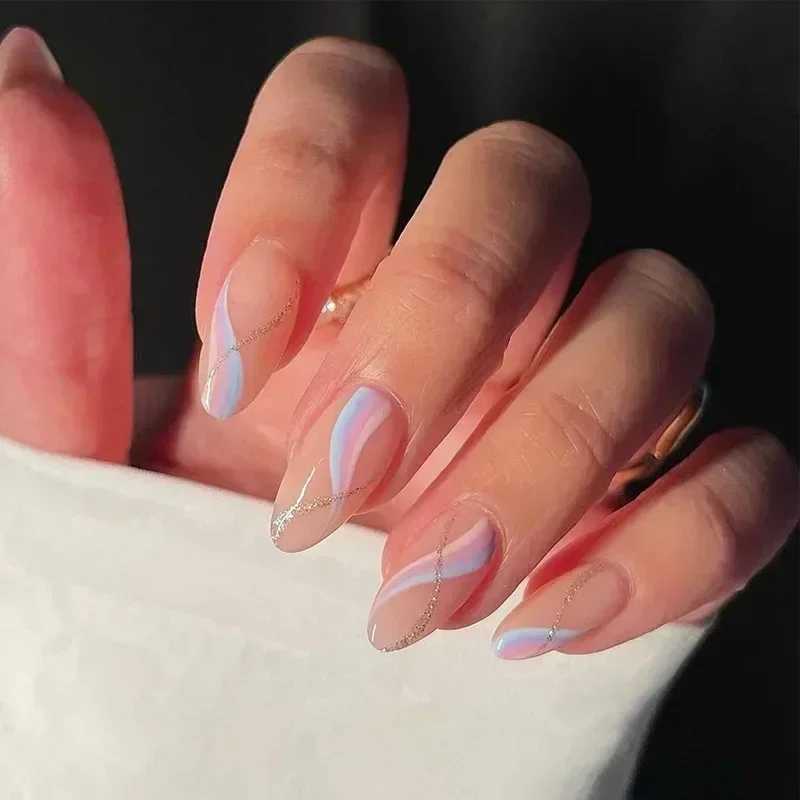 24Pcs/Box French Fake Nails Press On Stiletto False Nail Tips Sticker Nail Set Nail ArtXJ241025