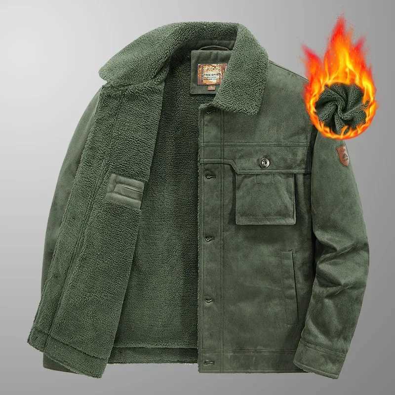 Winter outdoor new mens jacket thickened warm casual jacket lapel windproof mens clothing fully matched W241024