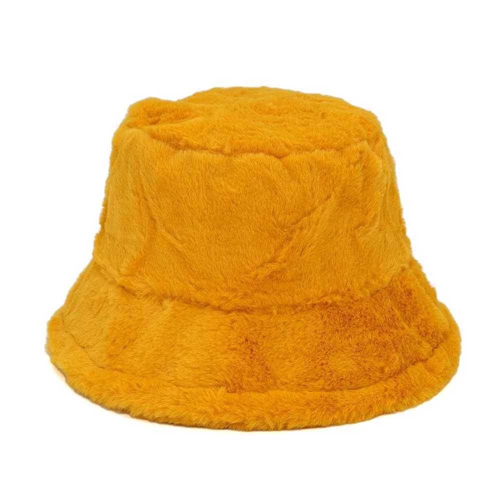Faux fur Winter Bucket Hat For Women High Quality Solid Warm Female Cap Outdoor Sunscreen Sun Fisherman Hat Panama Lady CapX241025