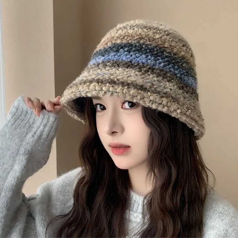 Winter Faux Fur Plush Bucket Hat Thick Warm Plus Velvet Fisherman Cap Windproof Dopamine Sun Cap for WomenX241025