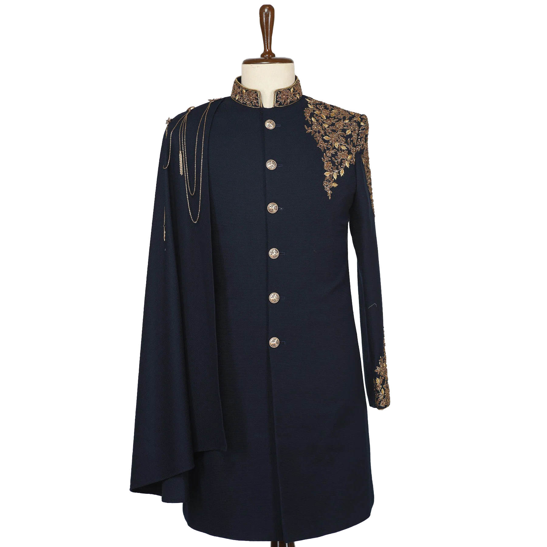 Retro Men's Overcoat Stand Lapel Tailored Appliques Tassel Jacket 2 Piece Set Blazer Autumn Winter Plus Size Windbreaker Custom Made Coat+Pants