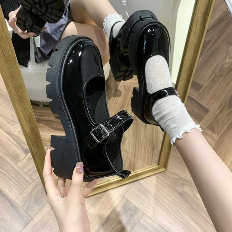 High Quality Lolita Shoes Japanese Style Platform Black High Heels fi Round Toes Mary Janes Leather Shoes Female Student Role Playing Shoes T241024