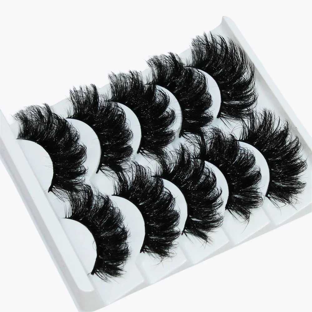 Thick Dramatic Faux Mink Eyelash -5 pairs of fluffy 3D eyelashesW241024