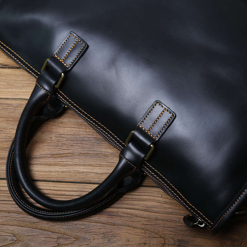 Business Leather Men Briefcase Natural Cowhide Retro Handbag Casual One Shoulder Diagonal Bag Suitable For 15 Inch Laptop