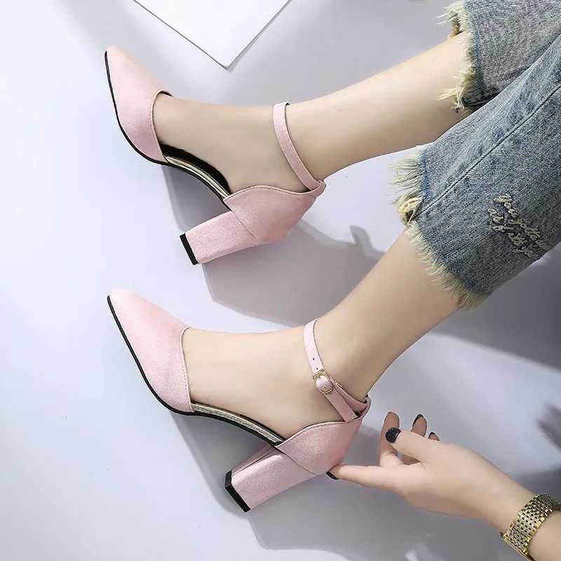 High Quality New Womens Pointed Elegant High Heels Thick High Heels Closed Toes Womens Sandals High Heels Womens Party Summer Spring T241024