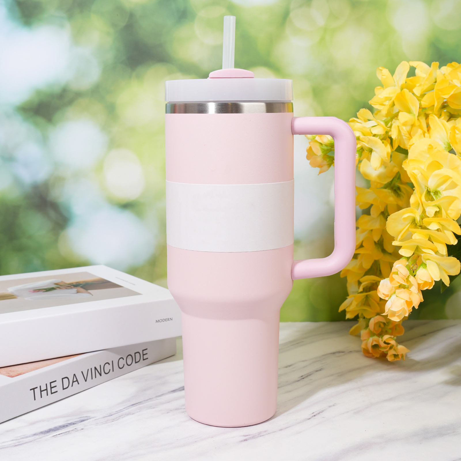 40oz Christmas Floral Cups Rose Blue Magnolia Lilac Stainless Steel Tumblers with Silicone Handle Lid Straw Wicked 40 oz Shiny Eermald Green Pink Car 