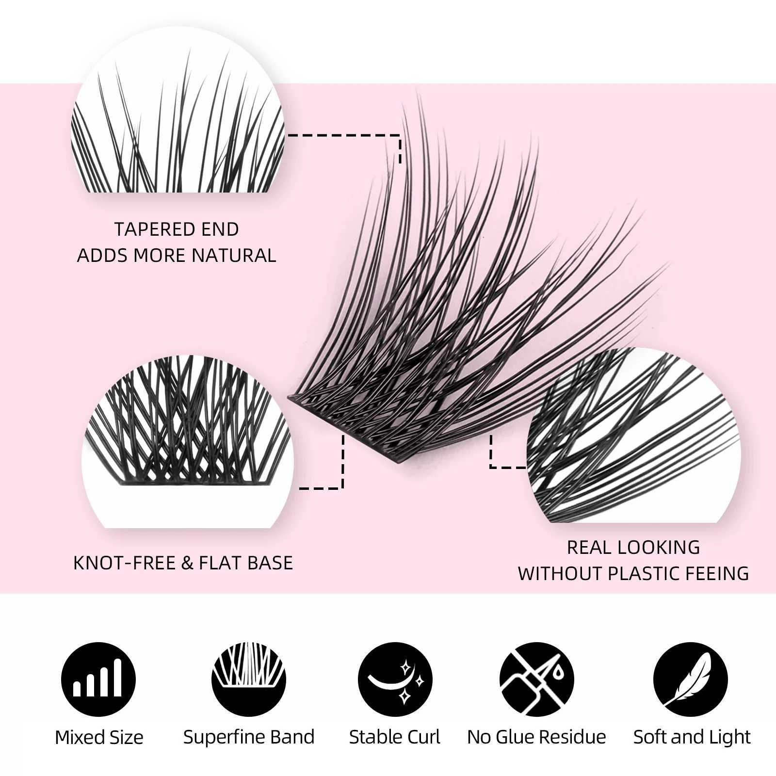12 line ultra fluffy YUANZHIJIE DIY eyelash cluster personal eyelash bundle advanced material multi-point natural eyelashesW241024