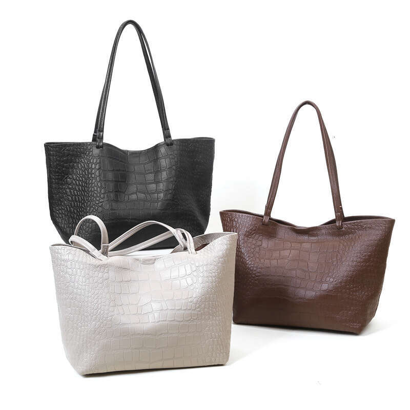 Genuine Leather Women Handbags 2024 Fashion Commuter Shoulder Bag Large Capacity Crocodile Pattern Portable Tote Bags
