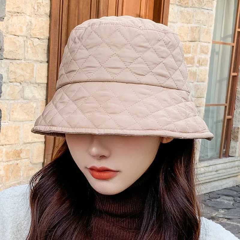New Fisherman Hat for Men Women Autumn Winter Basin Panama Hats Korean Fashion Unisex Outdoor Rhombus Lady Cold Warm Bucket CapX241025