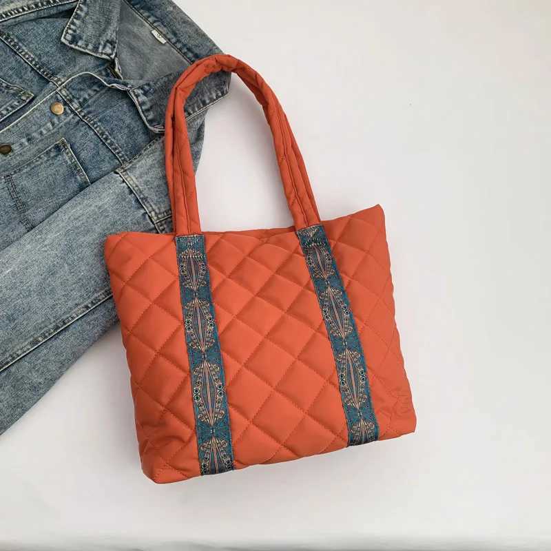 Puffer Tote Bag for Women Quilted Handbag Large Capacity Satchel Purse Work Travel Shop 241025