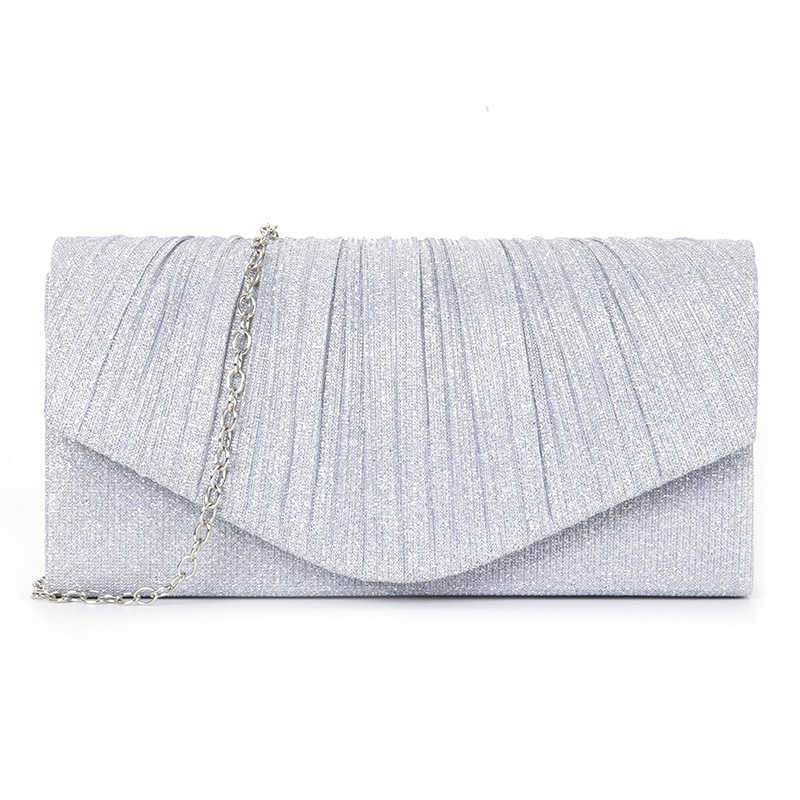 CMM New Banquet Bag Womens Handbag Folded Stripe Cap Flash Material Evening Dress Party Womens Bag