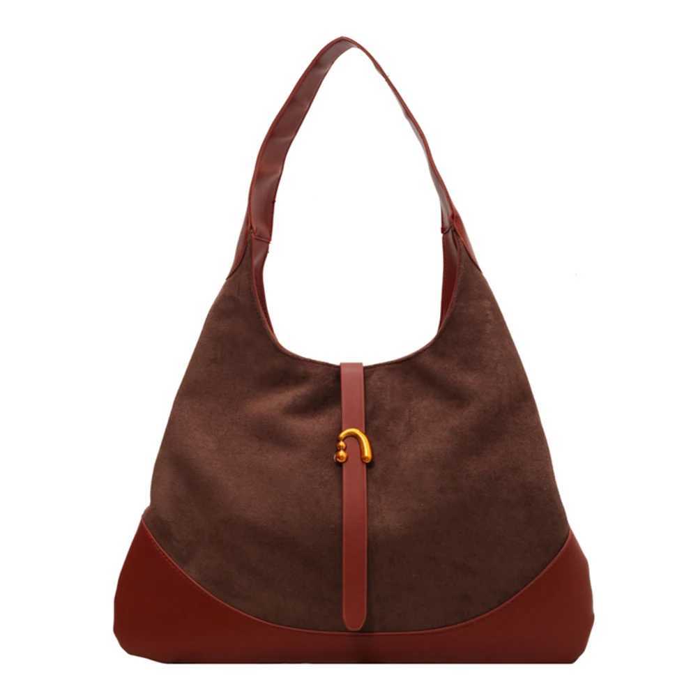 Women Faux Suede Tote Bag Fashion Shoulder Patchwork Designer Handbag Chic Hobo Outdoor Travel 241025