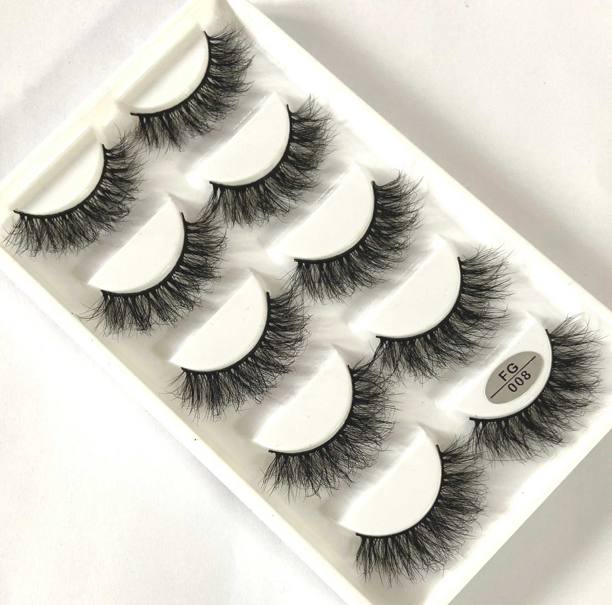 5 pairs of 3D artificial mink eyelashes natural long and fluffy false eyelashes soft eyelashes reusable makeup short eyelash extensionW241024