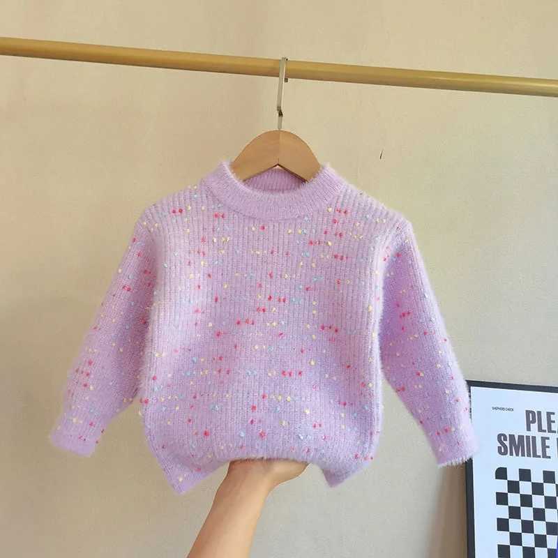Childrens plush sweater autumn and winter cashmere warm clothing for young children and girls childrens Korean version long top baby jacket W241025