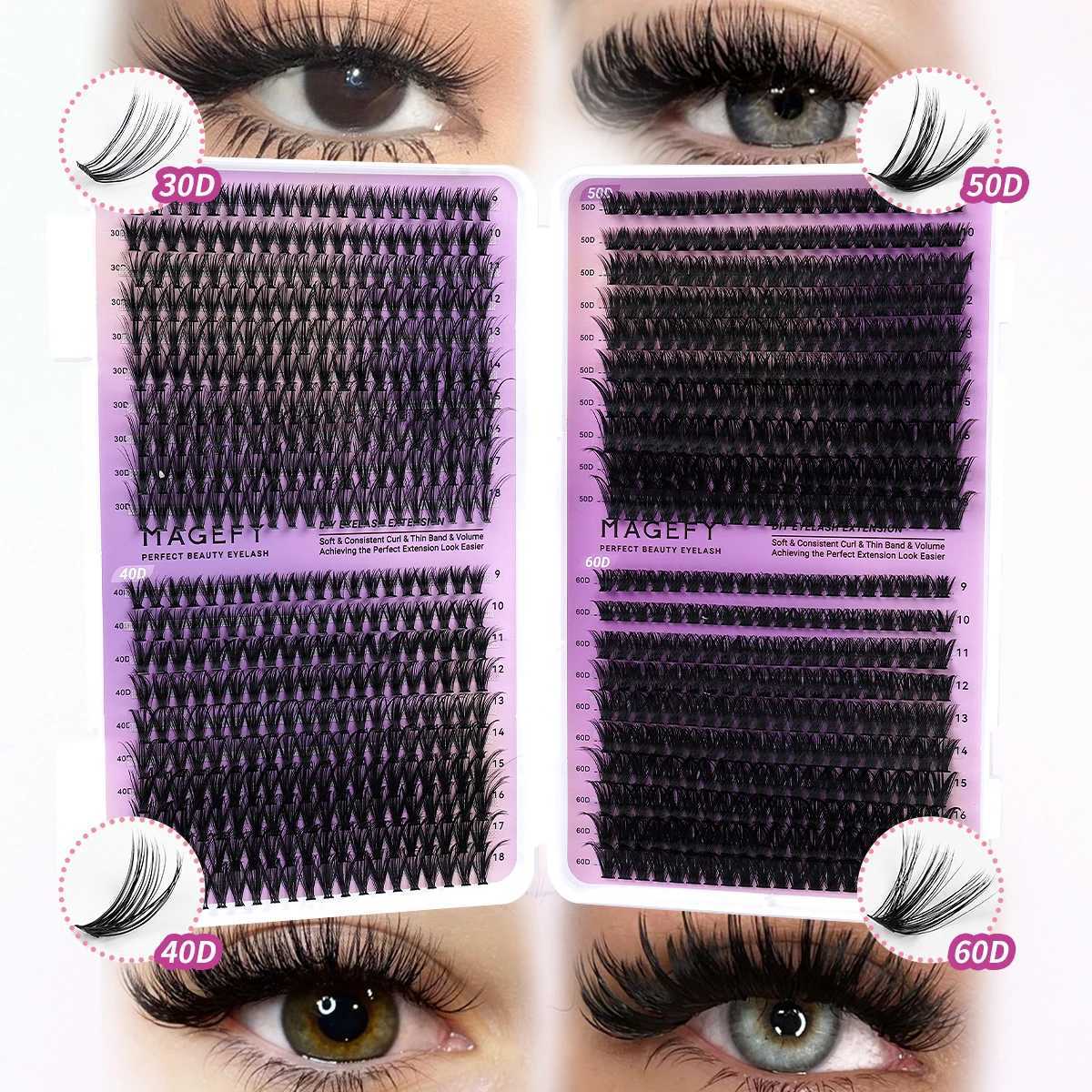 MAGEFY 800Pcs DIY eyelash extension kit 40D60D80D eyelash cluster natural Wispy D curl 9-16mm personal eyelash extension kitW241024