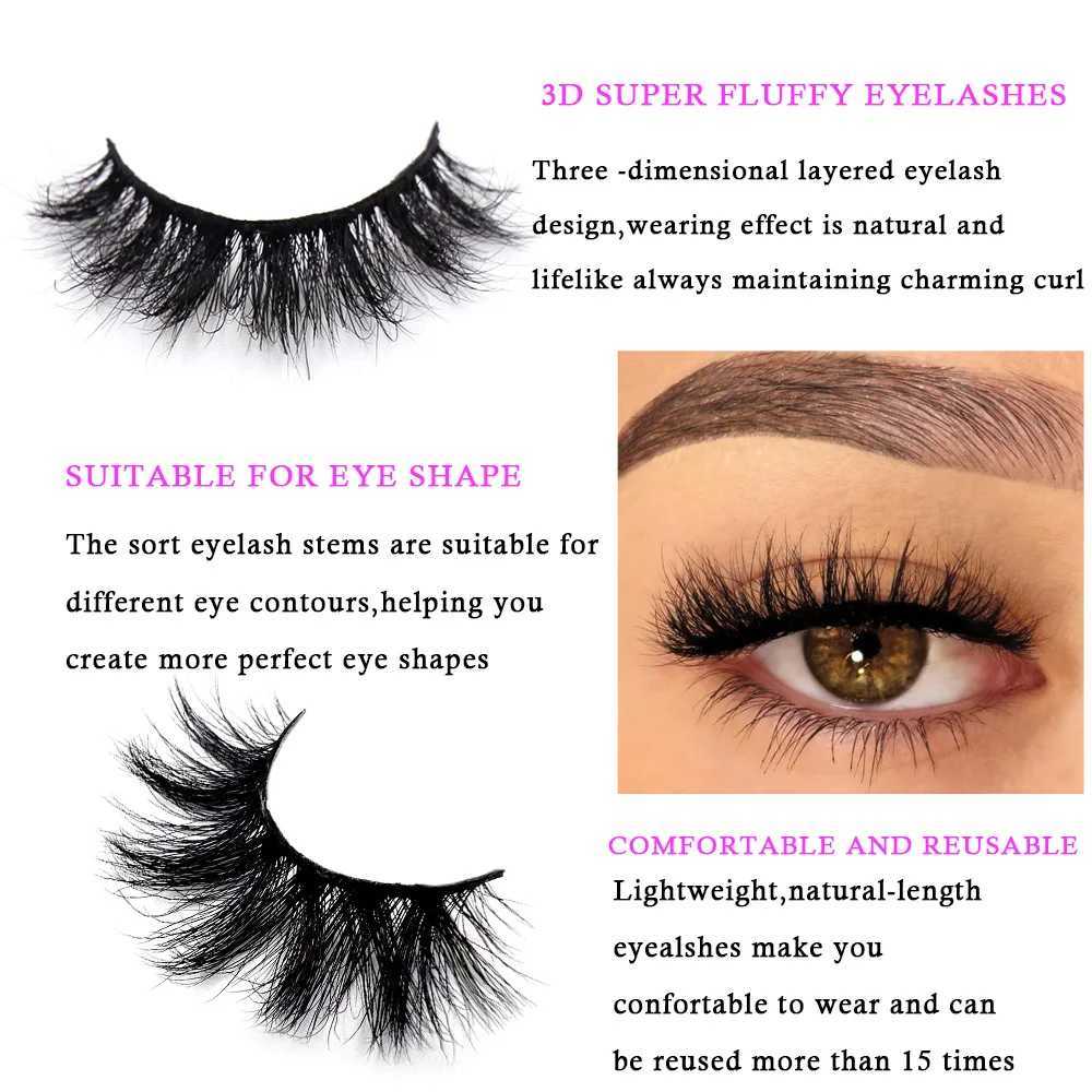 LEHUAMAO eyelash 3D mink eyelash natural handmade volume soft eyelash long eyelash extension real mink eyelash makeup D103W241024