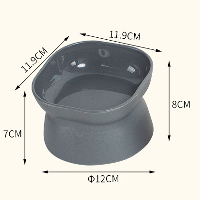 Double-sided pet feeding water bowl slanted mouth to protect the cervical spine dog feeder to prevent knocking over tall cat feeding bowl
