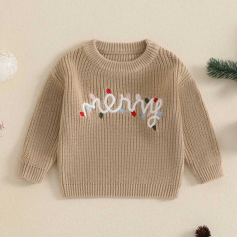 Childrens holiday sweater comfortable winter Knitwear Festive Pullover warm jumping top with cute embroidery design W241025