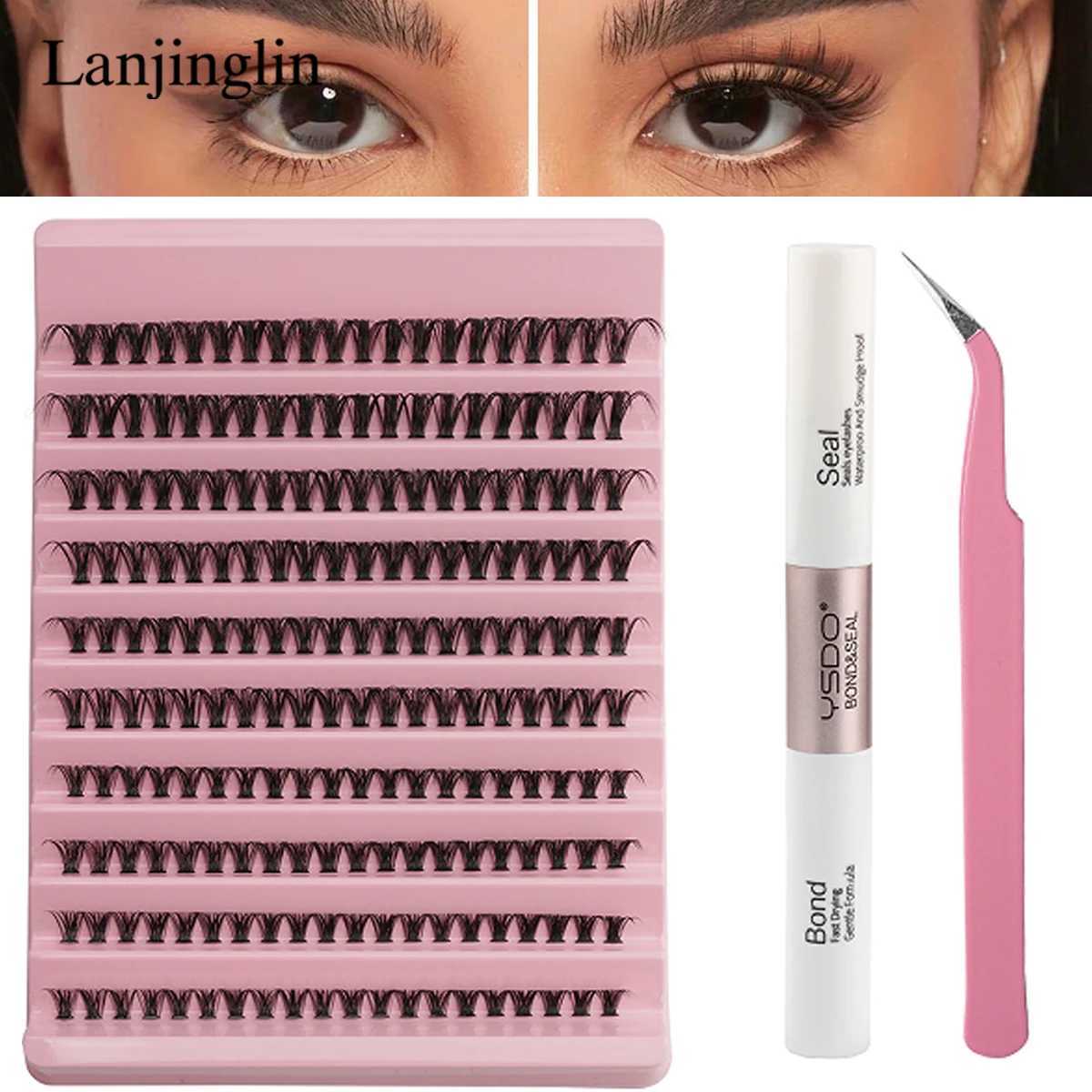 DIY eyelash extension kit 120/200pcs personal eyelash clusters 8-16mm mixed eyelash cluster adhesive and sealing as well as eyelash applicationW241024