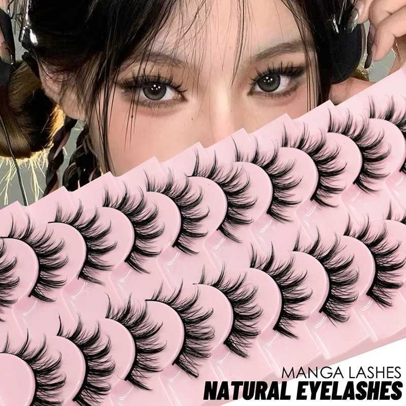 GROINNEYA 5/10 Double Natural False Eyelash Manga Eyelash 3D Artificial Mink Eyelash Soft Wing Natural Real Eyelash ExtensionW241024