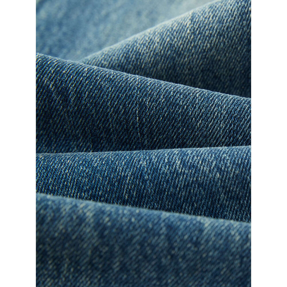 FSLE Office Lady Retro Fringed Mid Rise Straight Leg Mop Jeans 2024 Winter New Versatile Women Casual Loose Pants 24Fs14298