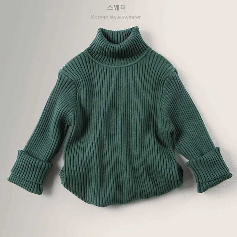Autumn Winter New Baby Boys Girls Turtleneck Sweaters Kids Pullover Solid Color Knitted Bottom Sweater Childrens Clothing W241025