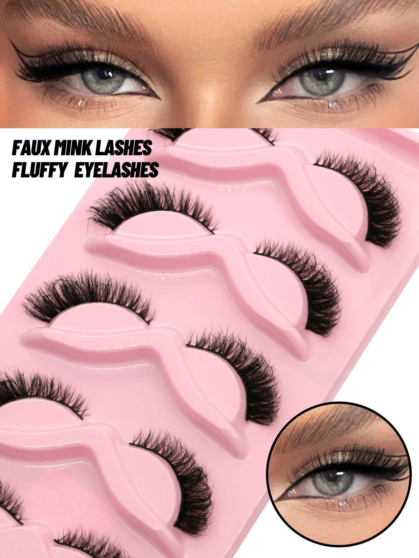 5 pairs of fake eyelashes cat eye eyelashes comic eyelashes artificial mink eyelashes natural long wing end slanted eyes fake eyelashesW241024