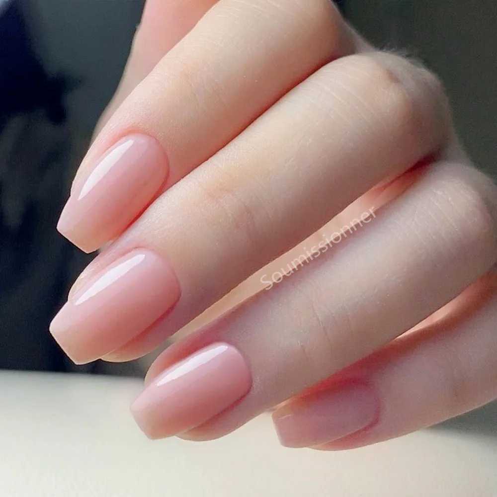 Natural Press On Fake Nail With Glueing Artificial Short False Nails Ballerina Coffin DIY Fingertips Nail Manicure ToolXJ241025